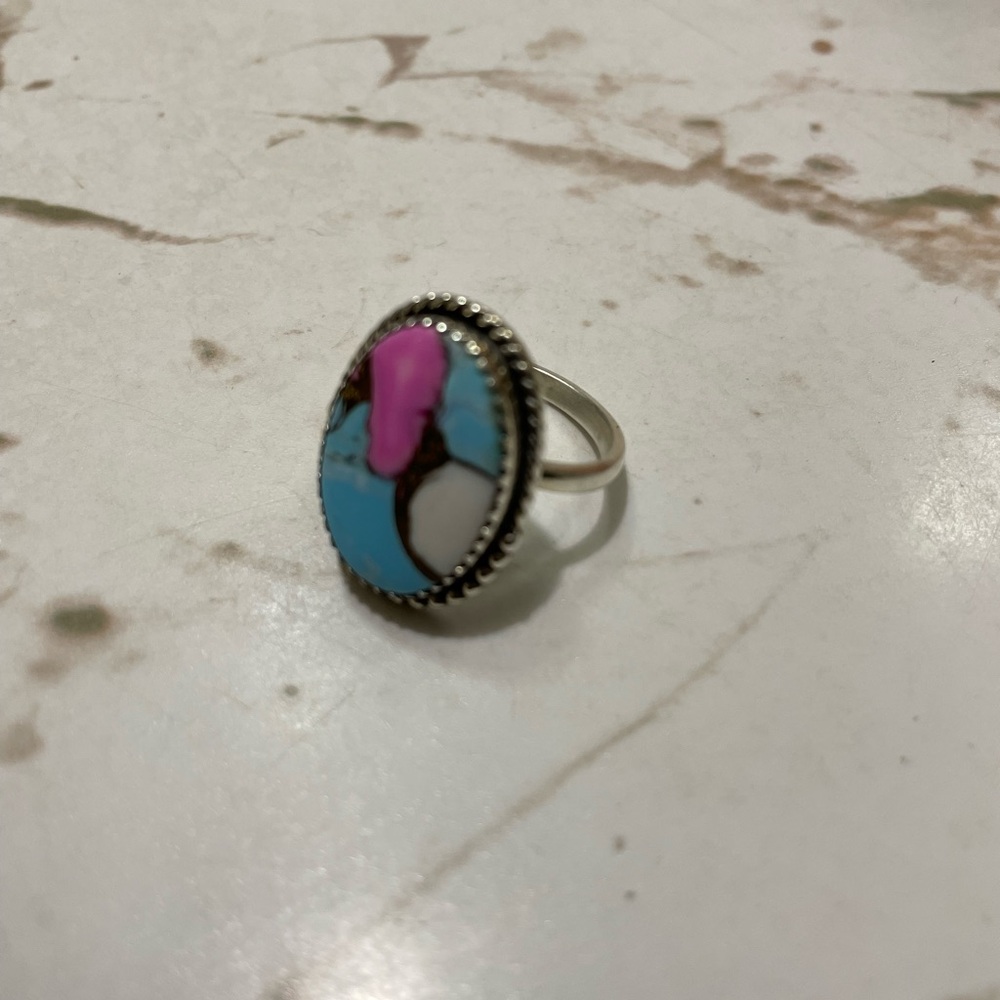 Cotton Candy Adjustable, Sterling Silver Ring Siz… - image 1
